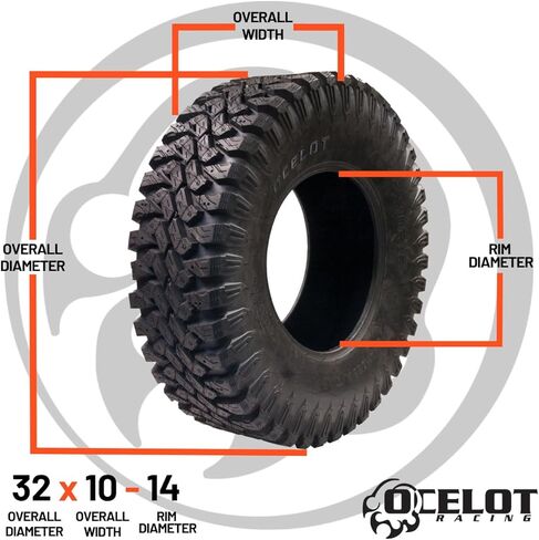 إطار Ocelot Ohanzee ATV/UTV مقاس 32x10R-14 عالي الأداء لركوب جميع التضاريس، هيكل شعاعي متين 8 طبقات ونمط مداس غير اتجاهي مع عروات سميكة للطرق الوعرة والظروف in Saudi Arabia