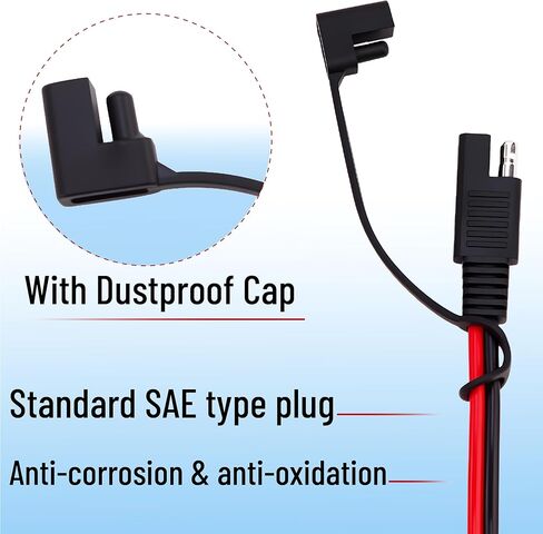 بيتس - موصل بطارية SAE، 3.3 قدم، 14 AWG، حزام SAE إلى حلقة O مع صمامات حماية 5A-25A ومحول عكس القطبية، موصل ثنائي الدبوس للشواحن والمشرفين والألواح الشمسية والدراجات النارية in Saudi Arabia