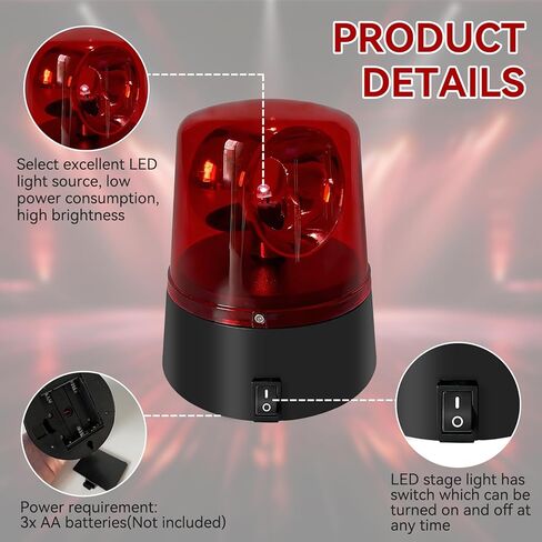 أحمر LED ضوء ستروب، 360 درجة ديسكو حزب الدورية مصباح وامض منارة حزب مصباح DJ وامض أضواء المسرح، سيارة الشرطة منارة صفارة الإنذار ضوء ستروب مع التحكم في التبديل لشريط عرض DJ in Saudi Arabia