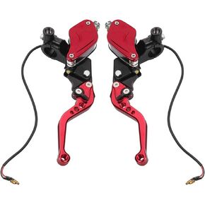 Motorcycle Brake Clutch Pump Lever with Dual Hydraulic Master Cylinder Reservoir Set 7/8" 22mm Piston Universal CNC Compatible with Honda Yamaha Kawasaki Suzuki (Blue)
