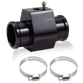 LEONTOOL Aluminum Water Temperature Joint Pipe Connector 32mm 1-1/4" Radiator Hose Sensor Gauge Adapter with 2 Hose Clamps Water Temp Meter Gauge Joint Pipe Temperature Sensor Adapter