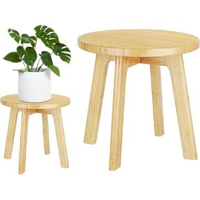Bamboo Wooden Step Stool - Portable Stool - Foot Stool Bed Steps for High Beds for Adults Holds Up to 350lbs Sturdy Kids Step Stools for Kitchen Bathroom Bedroom Toilet (Large Round)