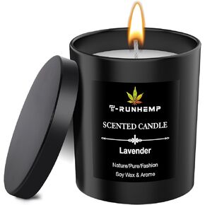Scented Candles |Hemp Candel | Luxury 100% Natural Lavender Essential Soy Candles | Aromatherapy Candle Jar with Lid Scented Candles for Home Scented | Men&Women Candles | Bathroom Candle