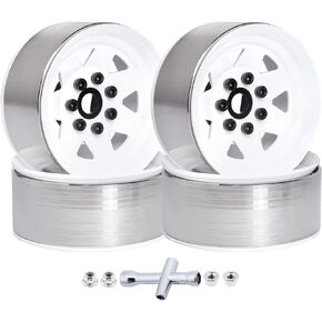 1.9 Beadlock Wheels for Traxxas TRX4 Axial SCX10 II III Redcat Gen 8 Gen 7 1/10 Scale Rock Crawler (4-Pack) (Black)