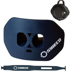 O Shield Mouth Guard for Football with Dual-Layer Protection, Built-in Air Channels, Extended Lip Shield, Soft Material, Adult and Youth Sizes with Strap/Case, Navy Blue
