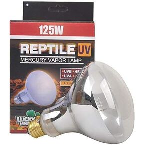 LUCKY HERP Reptile UVA UVB Mercury Vapor Bulb Lamp,Screw Thread,125 Watt (Coated)