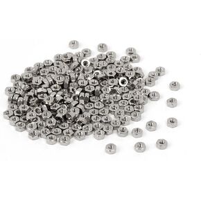 uxcell M1.4 x 1.5mm Nickel Plated Hexagon Hex Nuts Fasteners Silver Tone 200PCS