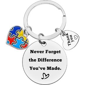 Xiahuyu Thank You Gifts for Autism Teacher Autism Awareness Keychain Special Education Teacher Gift ABA Therapist Appreciation Gift SPED Teacher's Gift Retirement Leaving Christmas Birthday Gift