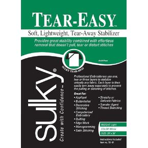 Sulky Of America Tear Easy Tear-Away Stablizer, 20" by 1 yd, White (751-01)