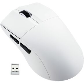 HUO JI E-YOOSO Wireless Gaming Mouse, 49g Superlight, Bluetooth 5.1/2.4G/Wired, 26,000 DPI, 5 Programmable Buttons, 150 Hr Rechargeable Battery, Software Support for PC, Mac, White