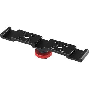 HUNYA Aluminum Triple Cold Shoe Mount Plate Bracket for Camera Microphone LED Light Mounting