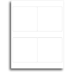 White Adhesive Square Labels, 4" x 4" - 100 Sheets / 400 Stickers - White Matte Finish Printable Square Labels Sheets for Inkjet/Laser Printers