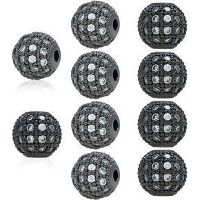 Round Charm Spacer Beads, Zirconia Pave Connector Charm Beads for Bracelet Necklace DIY Jewelry Making Crafts