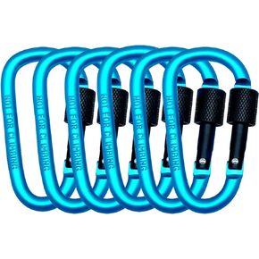 Morn Light 6 Pack D-Ring Locking Key Hook,Aluminum Spring Snap Hook Carabiner,Twist Lock Carabiners,Key Clip Caribeener for Hammock, Backpack, Water Cup, Pet Leashes,Not for Climbing.