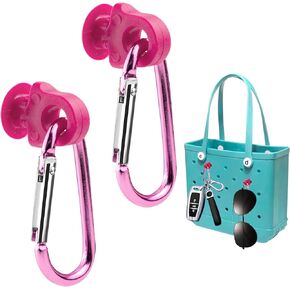 2 Set Hooks Set Accessories Compatible for Bogg Bag, Bogg Bag Accessories, Insert Carabiner Key Chain Holder Charms, Compatible for Small & Large Beach Bags (Rose Red)