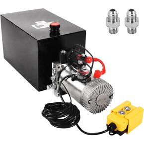 VAIDPRO 15 Quart Hydraulic Pump 12V DC Single Acting Electric Hydraulic Pump 3.9 Gallon Dump Trailer Pump 3200 PSI Hydraulic Power Unit Metal Reservoir for Dump Trailer Car Lifting
