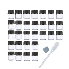 ELFENSTALL 50pcs 1ML 1/4 Dram Mini Clear Glass Essential Oils Vial Small Sample Bottles with Black Caps for Essential Oils Chemistry Lab Chemicals Colognes & Perfumes Pipette droppers as Gift