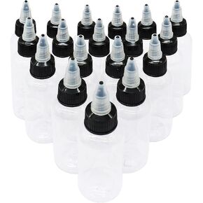 HuoHuo 20Pcs 1 oz Bottles,PET Plastic Extruded Liquid Bottle,Hard Plastic Extruded Liquid Bottle,dropper,dispensing bottle,Laboratory wash Bottle,Watercolor Pigment Bottle, Ink Discharge Bottle(30ml)