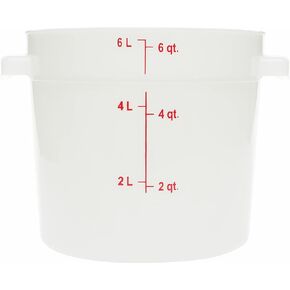 Carlisle FoodService Products Storplus Round Food Storage Container with Stackable Design for Catering, Buffets, Restaurants, Polyethylene (Pe), 6 Quart, White, (Pack of 12)