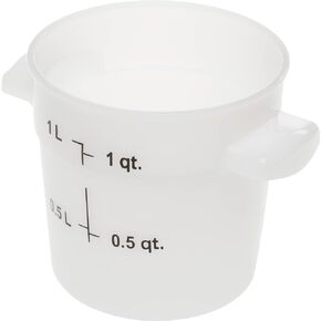 Carlisle FoodService Products Storplus Round Food Storage Container with Stackable Design for Catering, Buffets, Restaurants, Polyethylene (Pe), 6 Quart, White, (Pack of 12)
