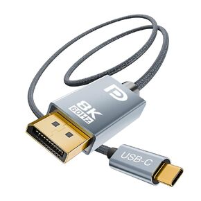 USB C to DisplayPort 1.4 Cable 3.3ft (Support 8K@60Hz, 4K@144Hz, 2K@240Hz) Thunderbolt 3/4 to DP Cord Compatible with MacBook Pro, Mac Mini, XPS, iPad, iPhone 15