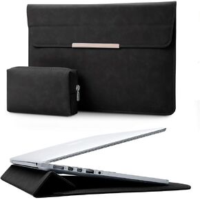 KALIDI 13.3-14 inch Laptop Stand Sleeve Case Faux Suede Leather for 13.3 13.5 13.6 14 inches MacBook Air Pro Retina 13"-14" Surface Pro with Pouch