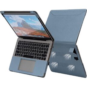 TYTX Compatible with MacBook Pro Case 13 Inch, PU Leather MacBook Case fits for 2016-2024 Model M2 A2338 M1 A2251 A2289 A2159 A1989 A1708 A1706, 13" Laptop Case with Vents and Stand Function, Black