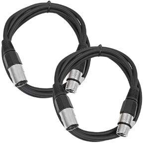 Seismic Audio - SAXLX-6-2 Pack of 6' XLR Male to XLR Female Patch Cables - Balanced - 6 Foot Patch Cord - Blue and Red