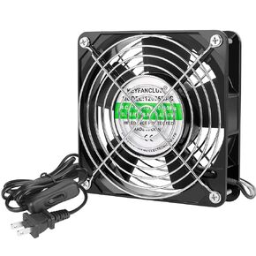 KEYFANCLUB Axial Muffin Small Computer Fan with AC Plug 110V 120V AC 120mm x 25mm Dual Ball for DIY Cooling Ventilation Exhaust Projects