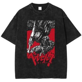 Y2K Tops Men's 90s Vintage Berserk Anime Graphic Shirts Summer Casual Tee Streetwear Harajuku Top Tshirt