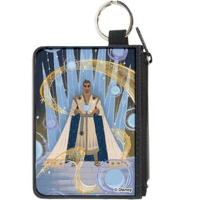 Disney Wallet, Zip Clutch, Wish King Magnifico Orb and Swirl Pose Blues Yellows, Canvas