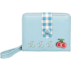 Sunwel Fashion Cherry Wallet Card Holder Small Cute Wallet Zipper Coin Pocket Wallet for Women Girls (BLUE)