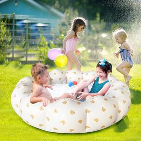 Inflatable Baby Kiddie Pool, Portable Swimming Pool for Kids Blow up Pool, Infant Wading Pool for Garden and Backyard Summer Water Party (Bear)