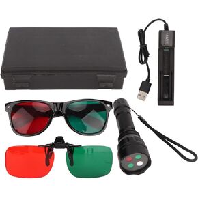 Flashlight Red Green Ophthalmic Portable Metal Worth 4 Dot Test Light with Red Green Glasses for Ophthalmologists, Glasses 4 Cushions Optometrists for Eye Examination Ophthalmic