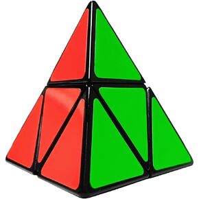 ALaLatois 2x2 Pyramid Speed Cube Pyraminx 2x2x2 Triangle Magic Puzzle Cube Toy 2x2 Cube 3D Puzzle Stress Relief Fidget Toy Brain Teasers for Kids Adults (Black Sticker)