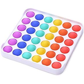 Mio Toys - Push & Pop Sensory Fidget Toy, Relieve Stress and Anxiety, Increase Focus and Attention, for Adults and Kids, Food Grade Silicone, Washable, Eco-Friendly (Rainbow Square)