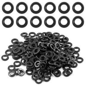 Bivethoi 150pcs M4 Nylon Washer Black Flat Washers, M4 Washer Gasket 4mm ID 10mm OD 1mm Thickness Plastic Spacer, Metric Sealing Washer Insulating Washer Spacer for Water Hose Faucet Water Pipe
