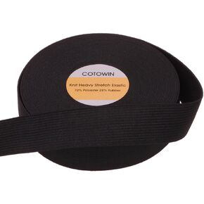 COTOWIN 1-inch Wide Black Heavy Knit Heavy Elastic (10 Yards)