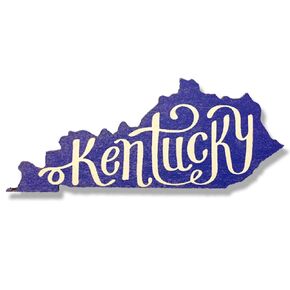 Kentucky Cutout Shape Magnet with Blue and White Kentucky Script
