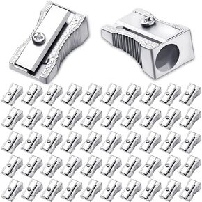 Fumete 96 Pcs Metal Mini Pencil Sharpeners Handheld Metal Pencil Sharpeners Single Hole Aluminum Alloy Manual Pencil Sharpener Bulk for School Office Stationery Classroom Supplies