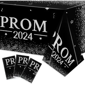 MALLMALL6 3 Pieces Prom 2023 Gold Party Tablecloths for Graduates Congrats Graduation Party Supplies Decorations Table Cloth, Plastic Table Cover Black and Gold for Grad Party Decors, 86×51 inch