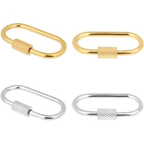 4 Pcs Small Locking Carabiner Screw Lock Carabiner Brass Screw Lock Clip Oval Lock Key Clasps Stainless Steel Screw Locking Keychain Simple Brass Keychain Holder Clasp Metal Keychain Clip Hook