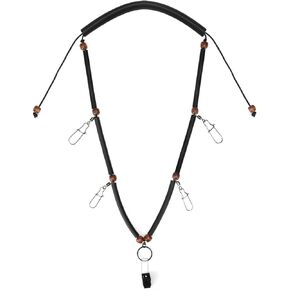 Booms Fishing LY1 Fly Fishing Lanyard Necklace with 5 Clips, Adjustable Tool Holder with Neck Strap