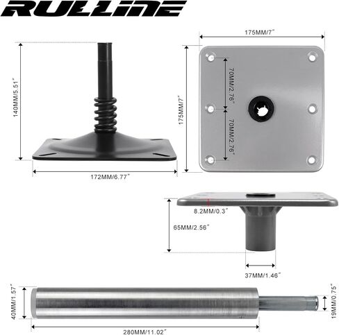 RULLINE Boat Seating with ¾-Inch Pedestal Package! Includes Brushed Aluminum Finish, 11-Inch Tall Post, and 7-Inch x 7-Inch Base Plate. Upgrade Pedestal Package!· in Saudi Arabia