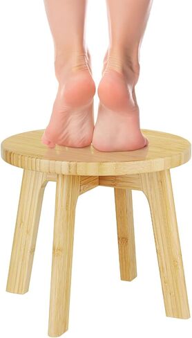 Bamboo Wooden Step Stool - Portable Stool - Foot Stool Bed Steps for High Beds for Adults Holds Up to 350lbs Sturdy Kids Step Stools for Kitchen Bathroom Bedroom Toilet (Large Round) in Saudi Arabia
