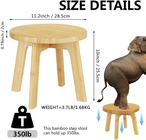 Bamboo Wooden Step Stool - Portable Stool - Foot Stool Bed Steps for High Beds for Adults Holds Up to 350lbs Sturdy Kids Step Stools for Kitchen Bathroom Bedroom Toilet (Large Round) in Saudi Arabia