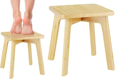 Bamboo Wooden Step Stool - Portable Stool - Foot Stool Bed Steps for High Beds for Adults Holds Up to 350lbs Sturdy Kids Step Stools for Kitchen Bathroom Bedroom Toilet (Large Round) in Saudi Arabia