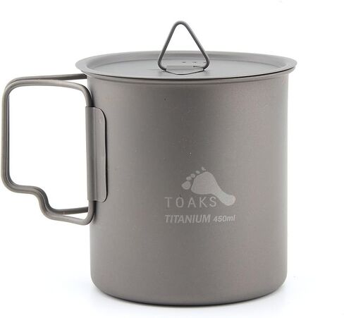 TOAKS Titanium Camping Cup 450ml (CUP-450 with Lid) in Saudi Arabia