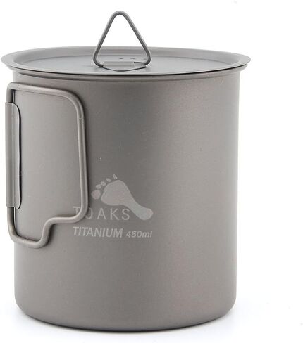 TOAKS Titanium Camping Cup 450ml (CUP-450 with Lid) in Saudi Arabia