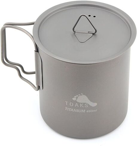 TOAKS Titanium Camping Cup 450ml (CUP-450 with Lid) in Saudi Arabia